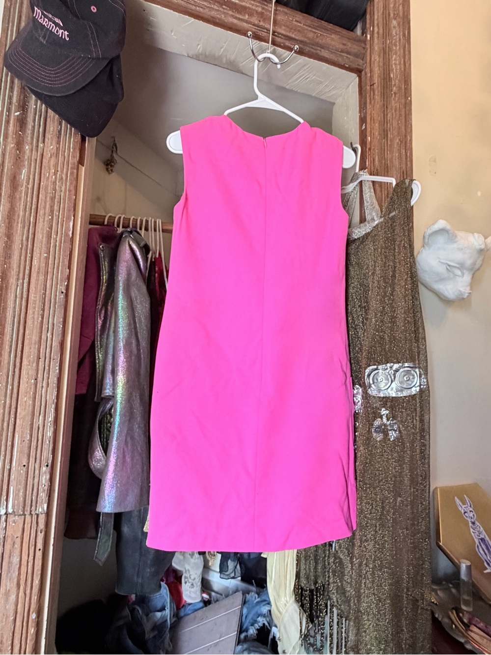 Versace Rare last collection by Gianni  mod Hot Pink Sleeveless Shift Dress sz 4 - Picture 3 of 3